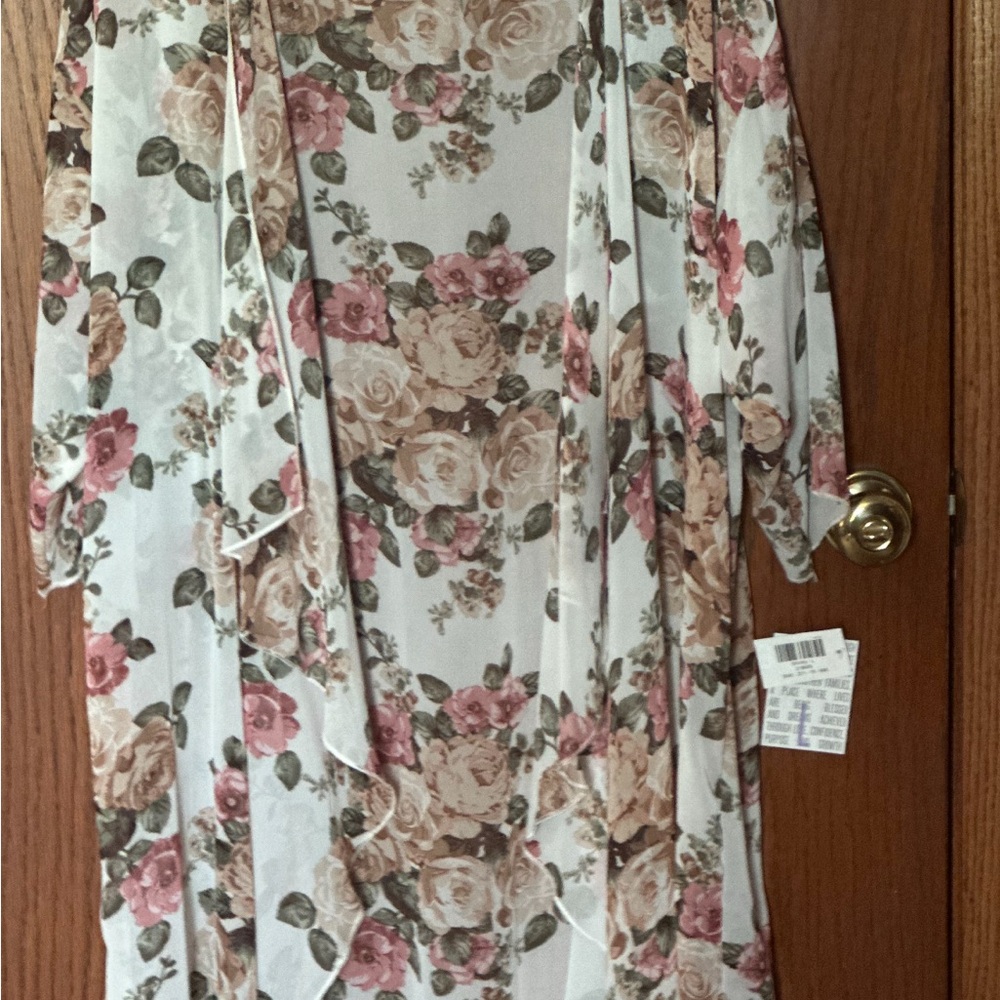 LuLaRoe Floral Kimono in Pink and Tan